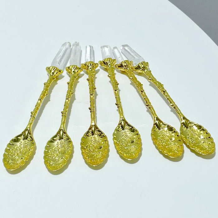 3 Colors Coffee Spoon With Brazil Clear Quartz Points Wholesale
