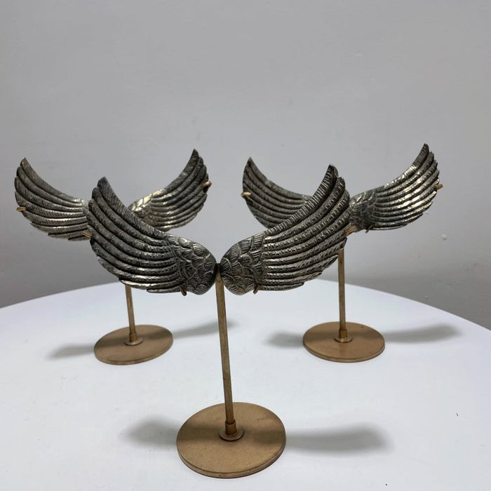3 Pairs High Quality Pyrite Angel Wing With Stand