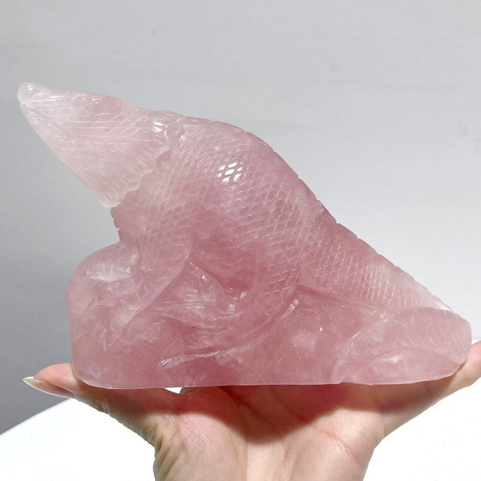 3 Pieces Beautiful Rose Quartz Lizard Carving