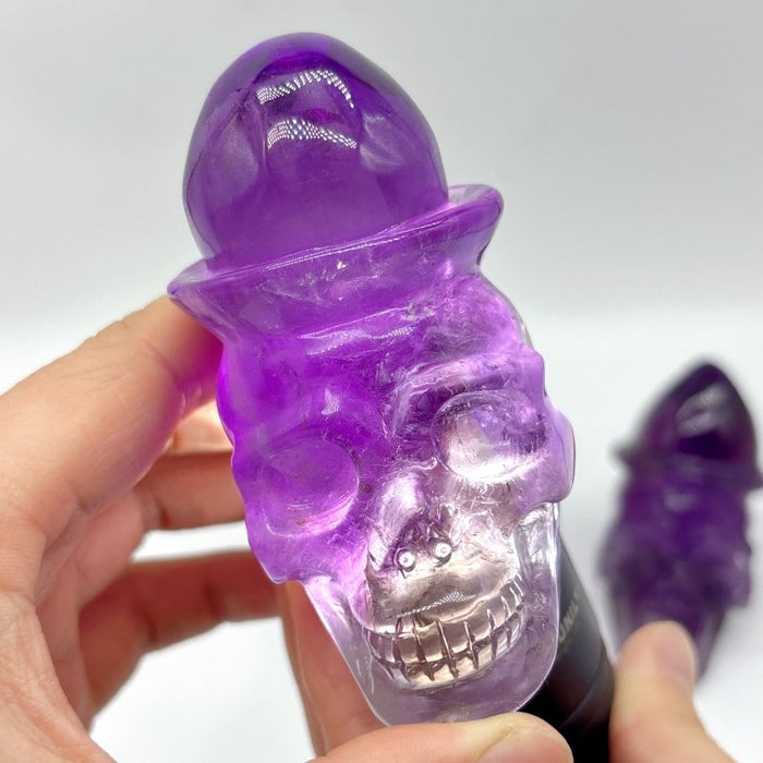 3 Pieces High Quality Amethyst Skull Carving