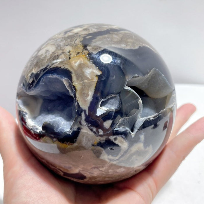 3 Pieces Large Druzy Geode Volcano Agate Sphere (UV REACTIVE)