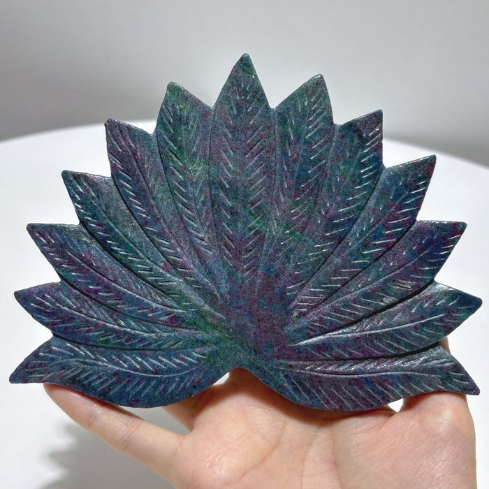 3 Pieces Peacock Crystal Carving With Stand Blue Aventurine Ruby In Kyanite