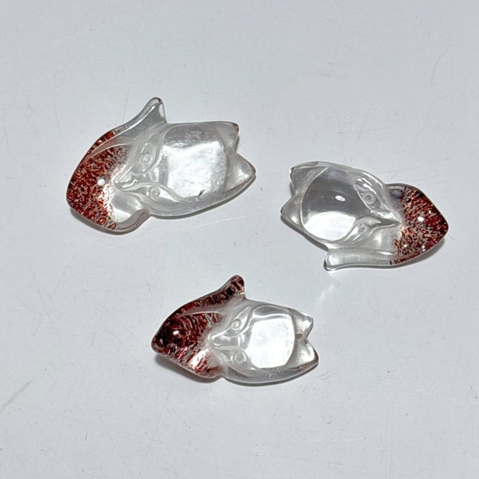 3 Pieces Super 7 Strawberry Quartz Fox Pendant
