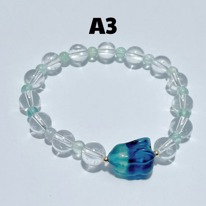 3 Types Fluorite Rabbit With Clear Quartz Bracelet Wholesale Original Design