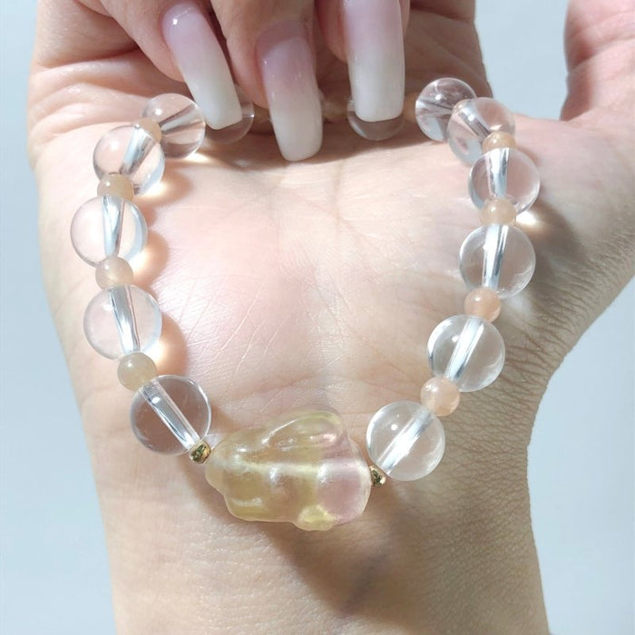 3 Types Fluorite Rabbit With Clear Quartz Bracelet Wholesale Original Design