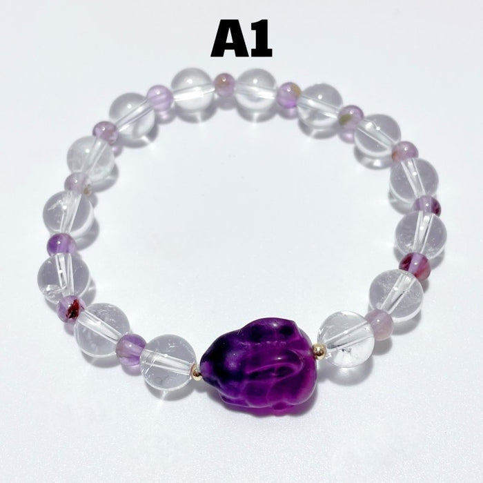 3 Types Fluorite Rabbit With Clear Quartz Bracelet Wholesale Original Design