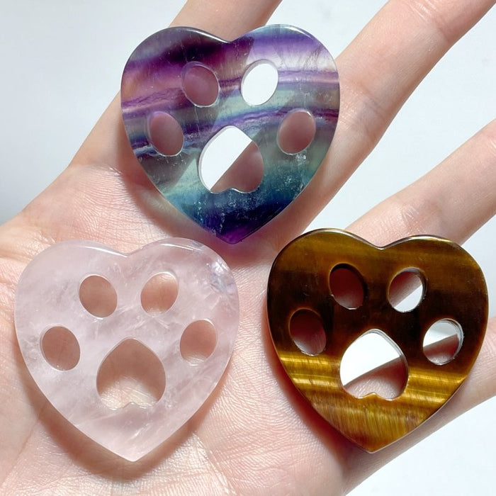 3 Types Heart Shaped Cat Paw Wholesale Fluorite Rose Quartz