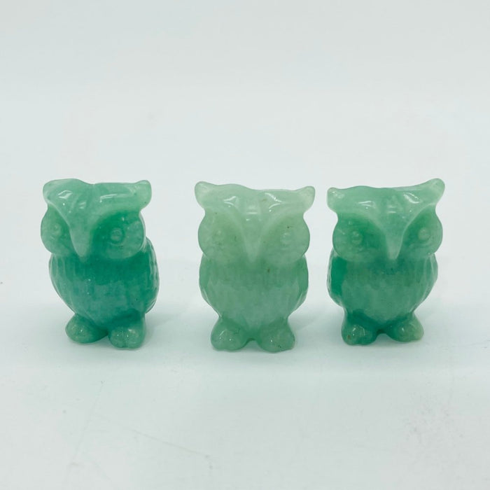 3 Types Mini Owl Carving Wholesale Green Aventurine & Red Obsidian