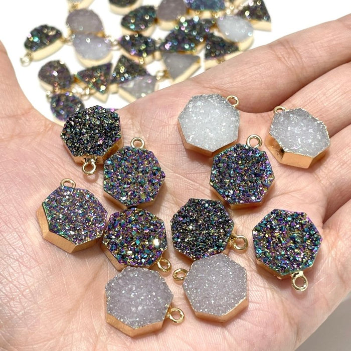 3 Types Mixed Colors Aura Geode Druzy Agate Pendant Wholesale