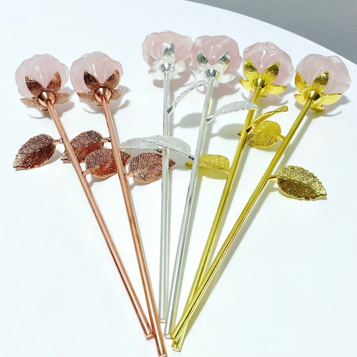 3 Types Rose Quartz Beautiful Rose Flower Carving Wholesale #2 Shape