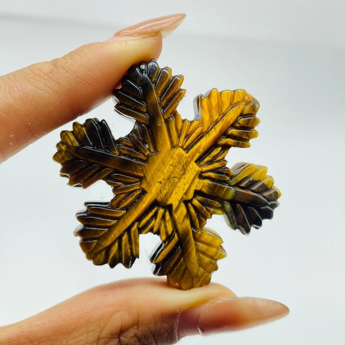 3 Types Snowflake Carving Wholesale Tiger Eye Howlite Yellow Calcite