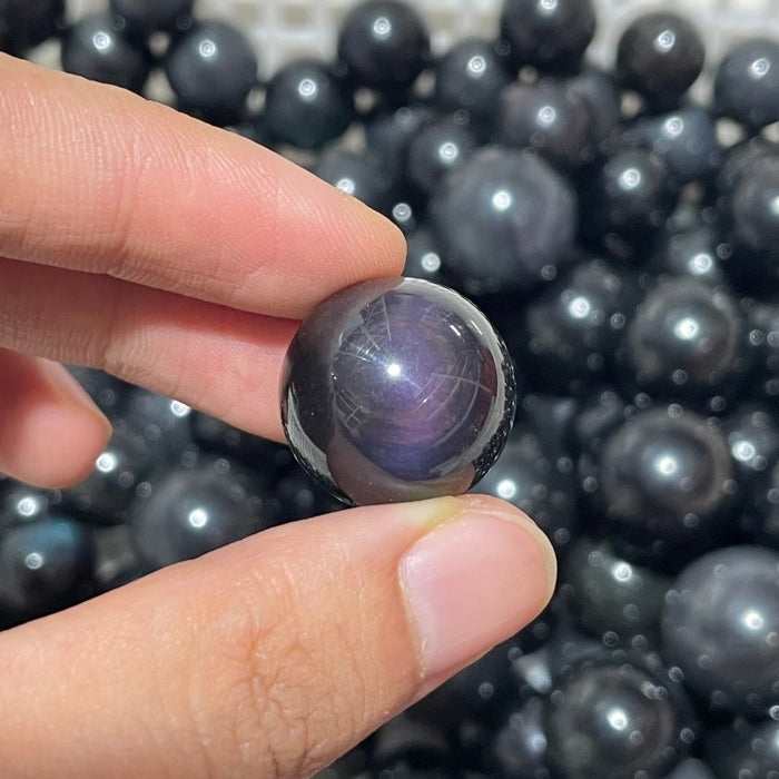 318 Pieces Rainbow Cat Eye Obsidian Spheres