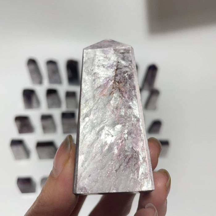34 Pieces Purple Spark Lepidolite Four-Sided Tower