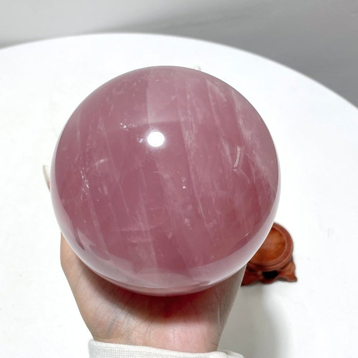 3.7in Six Star Line Rose Quartz Sphere