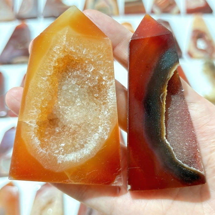 38 Pieces Geode Druzy Carnelian Four-Sided Points