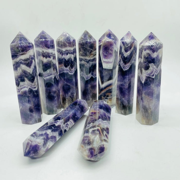 4-5in Dream Chevron Amethyst Point Tower Wholesale