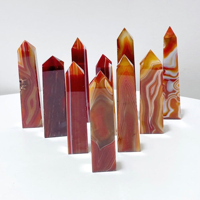 4-6in Red Carnelian Stripe Tower Point Crystal Wholesale