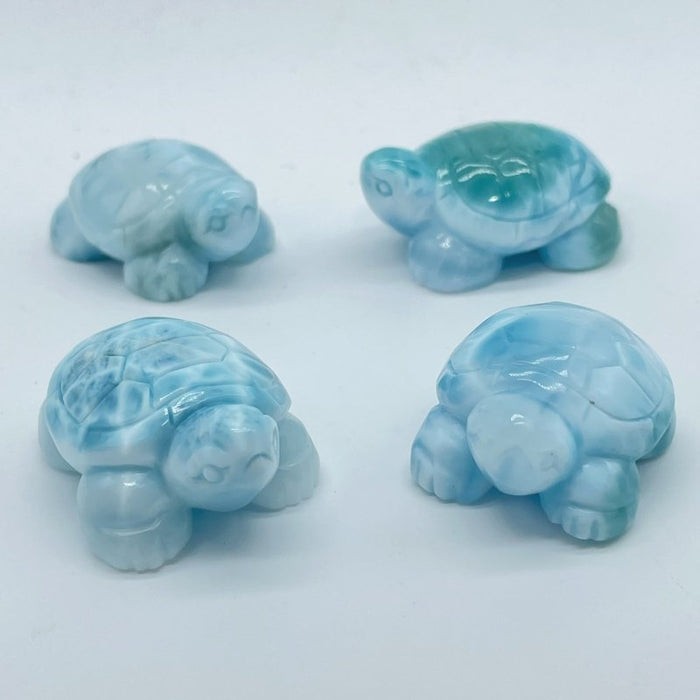 4 Pieces Beautiful Larimar Turtle Carving
