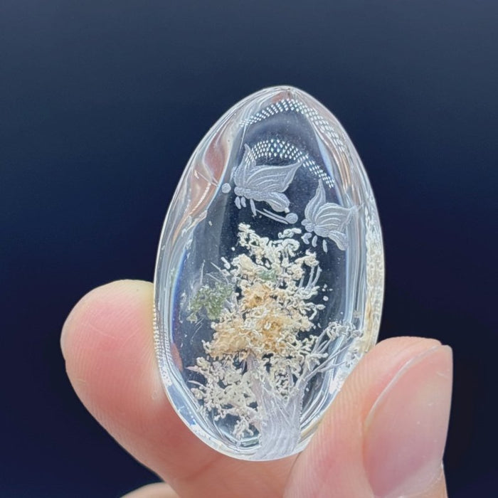 4 Pieces Butterfly Garden Quartz Inner Scene Carving