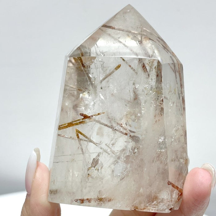 4 Pieces Clear Quartz With White Mica Tower
