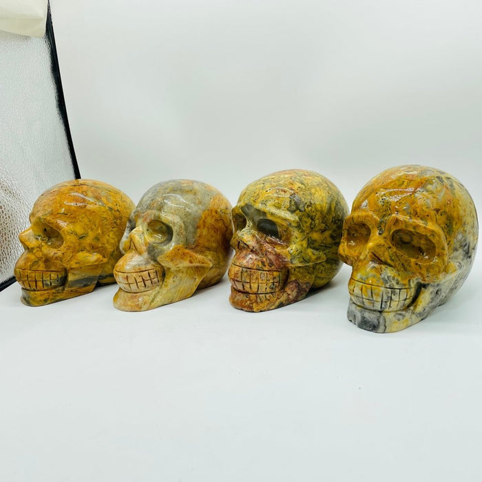 4 Pieces Large Crazy Agate Skull Carving
