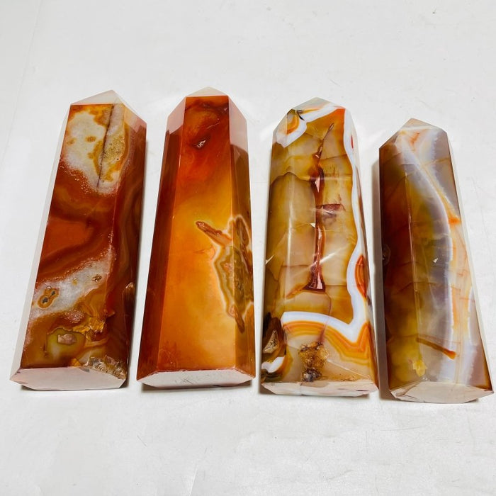 4 Pieces Large Carnelian Crystal Tower