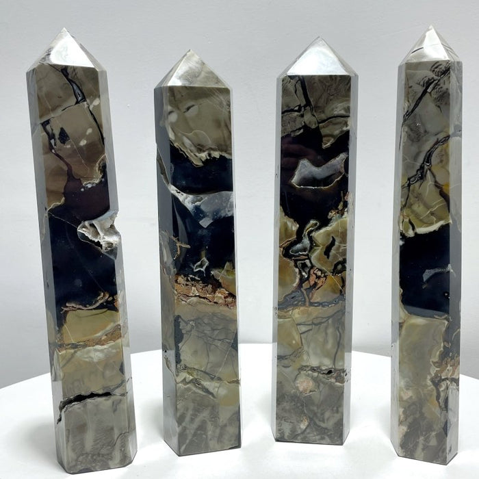 4 Pieces Large Volcano Agate Tower(UV-Reactive)