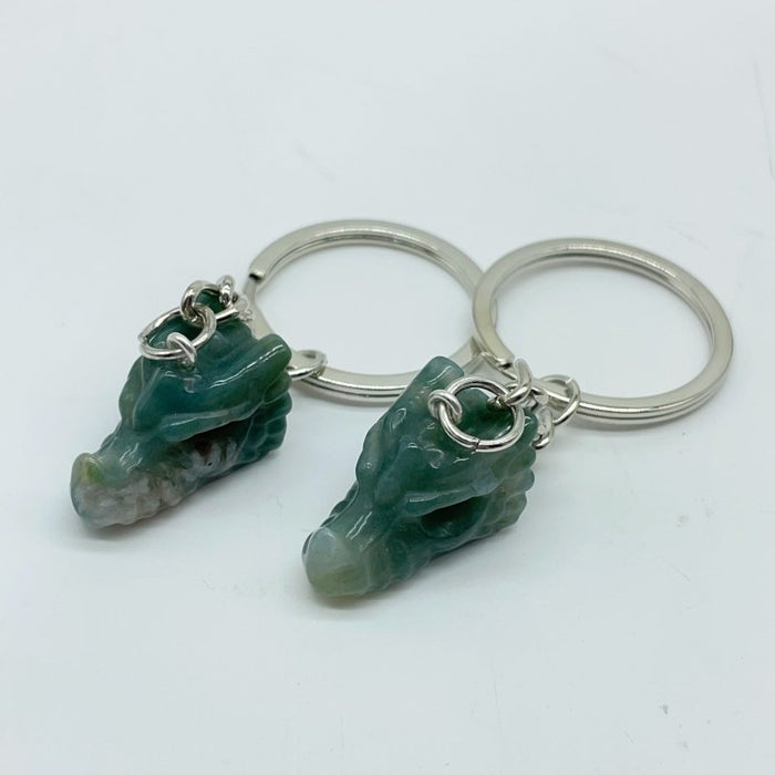 4 Types Dragon Head Crystal Keychain Carving Wholesale Green Aventurine Ocean Jasper