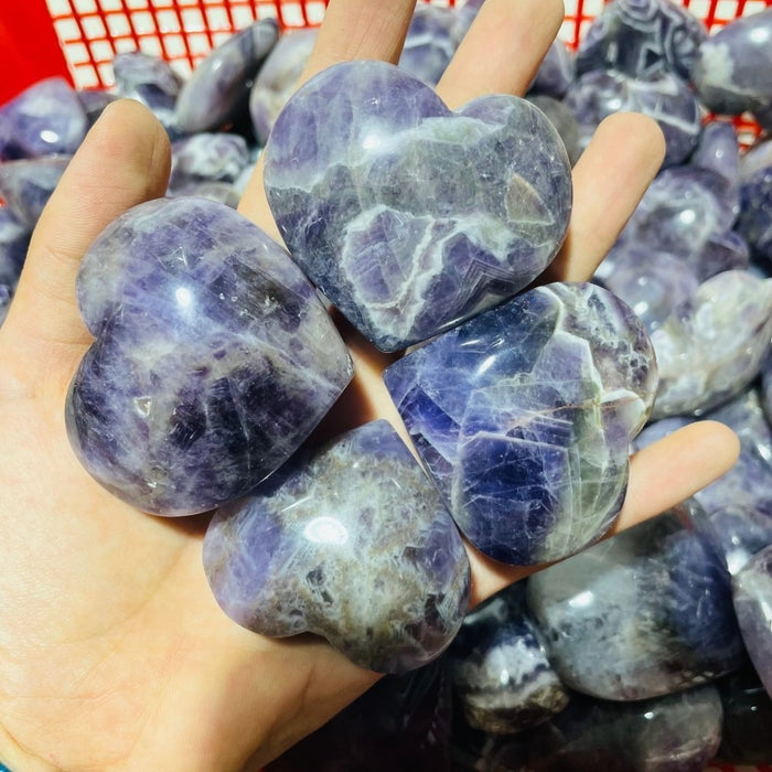 Chevron Amethyst Heart Crystals Wholesale