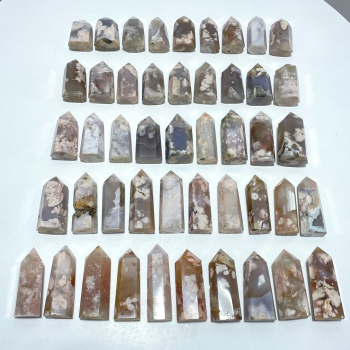 47 Pieces Fat Sakura Flower Agate Tower Points