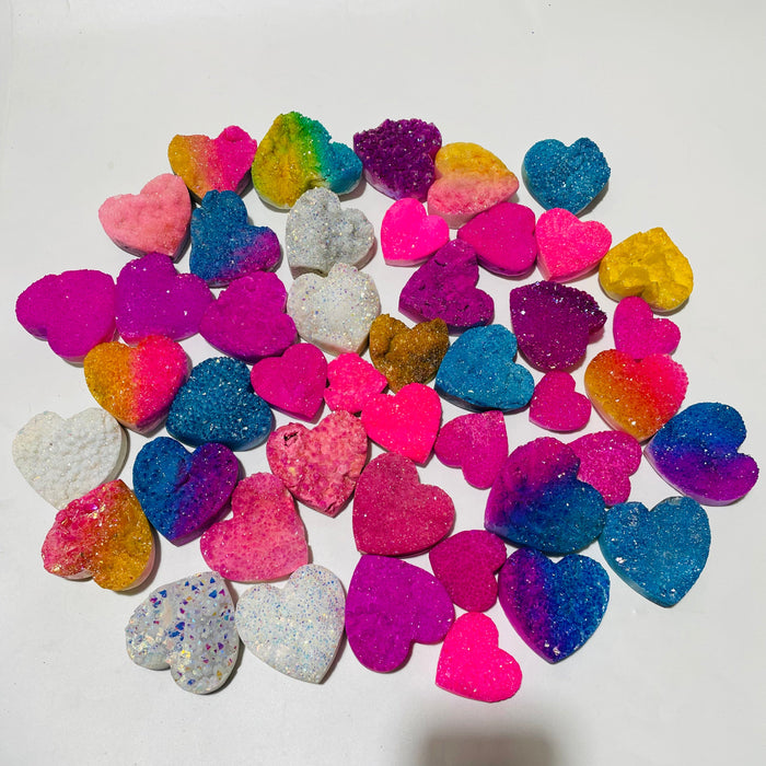 45 Pieces Angel Aura Heart Crystals Spirit Quartz Cluster