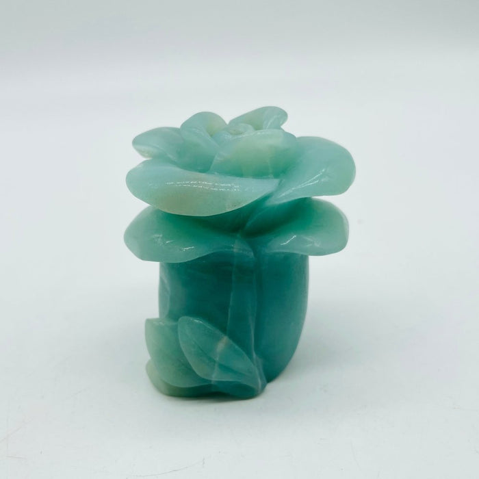 Blue Caribbean Calcite Flower Carving