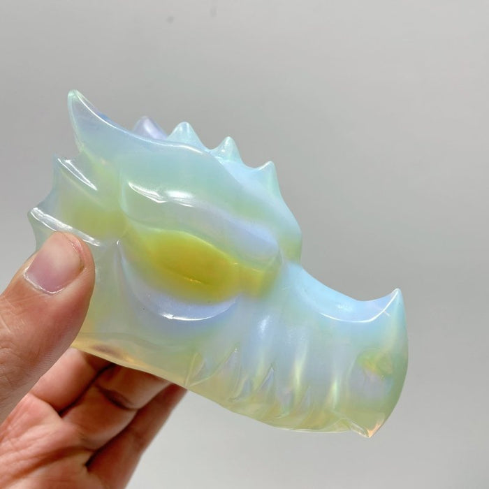 4in White Opalite Dragon Head Carving Wholesale