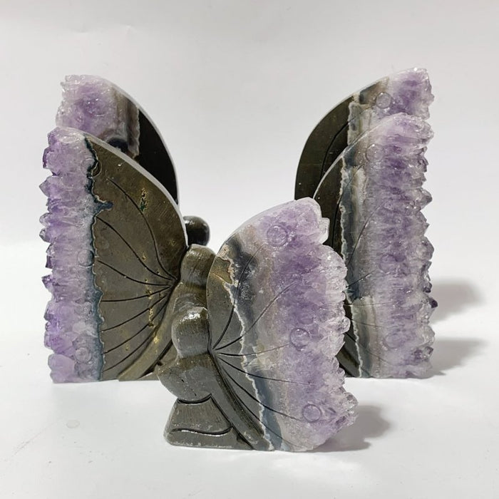 5 Pieces Amethyst Cluster Butterfly Fairy Carving