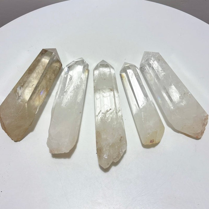 5 Pieces Clear Quartz Large Points Raw Bottom