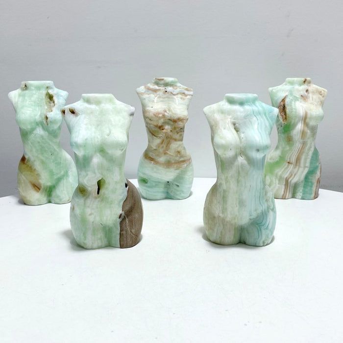 5 Pieces Green Calcite Goddess Carving