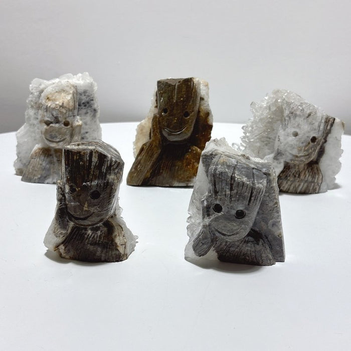 5 Pieces Large Clear Quartz Cluster Groot Carving