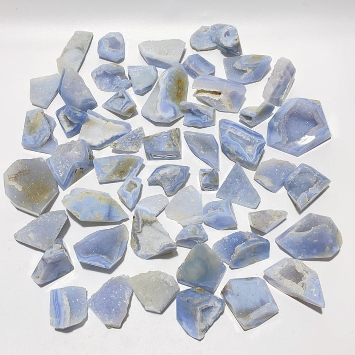 52 Pieces Blue Chalcedony Geode Free Form