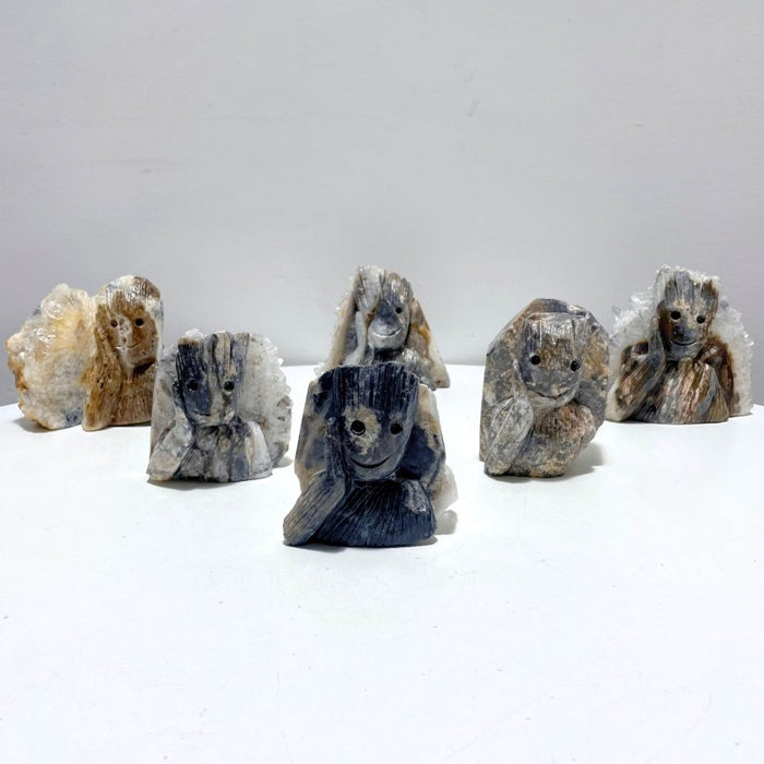 6 Pieces Clear Quartz Cluster Groot Carving