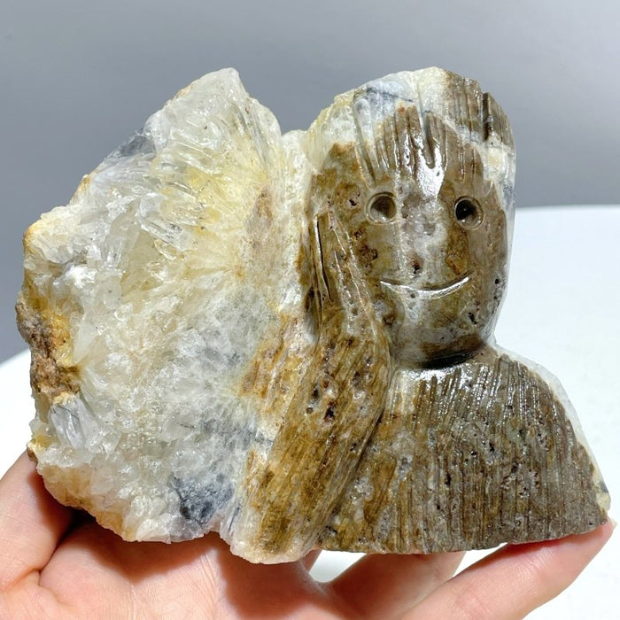 6 Pieces Clear Quartz Cluster Groot Carving