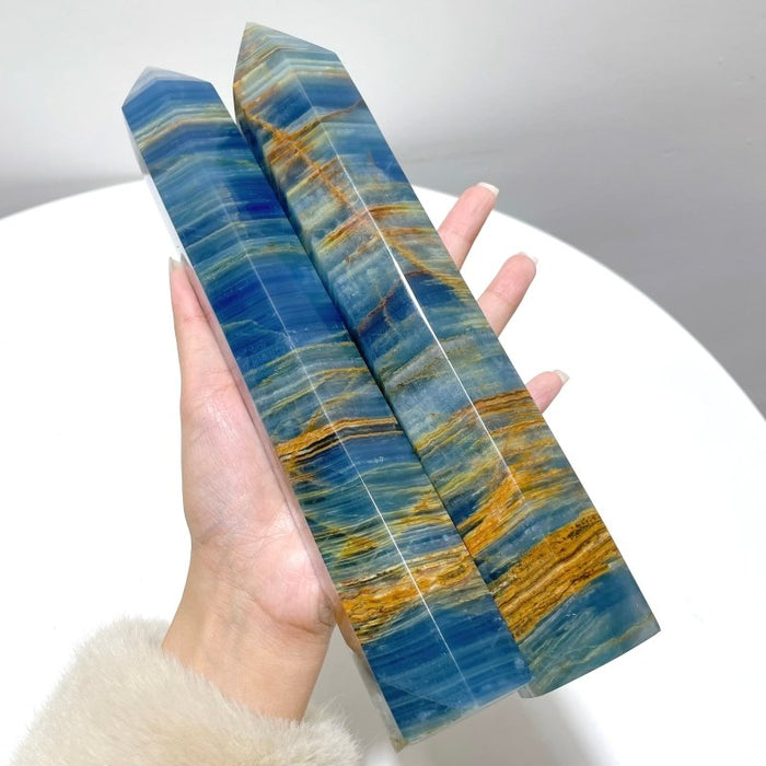 6 Pieces High Quality 10in Deep Blue Onyx Tower