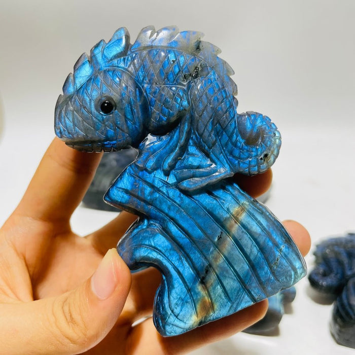 6 Pieces High Quality Labradorite Lizard Chameleon Carving