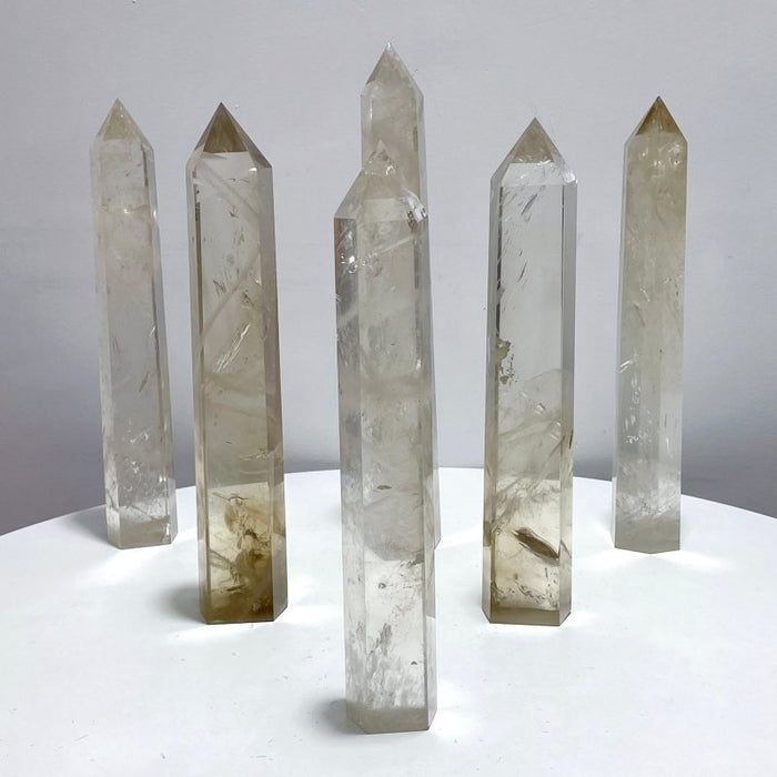 6 Pieces High Quality Large Clear Quartz Tower 11.4-13.4in