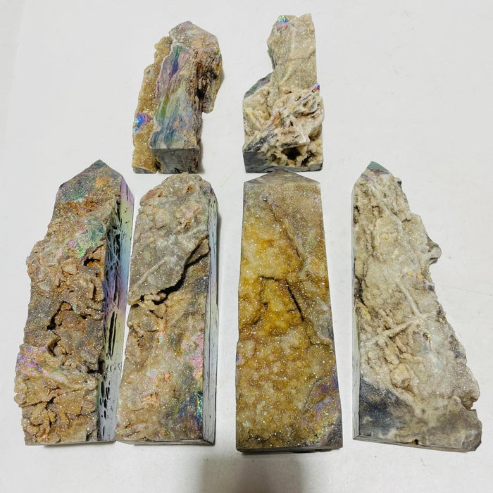 6 Pieces Large Aura Druzy Sphalerite Tower
