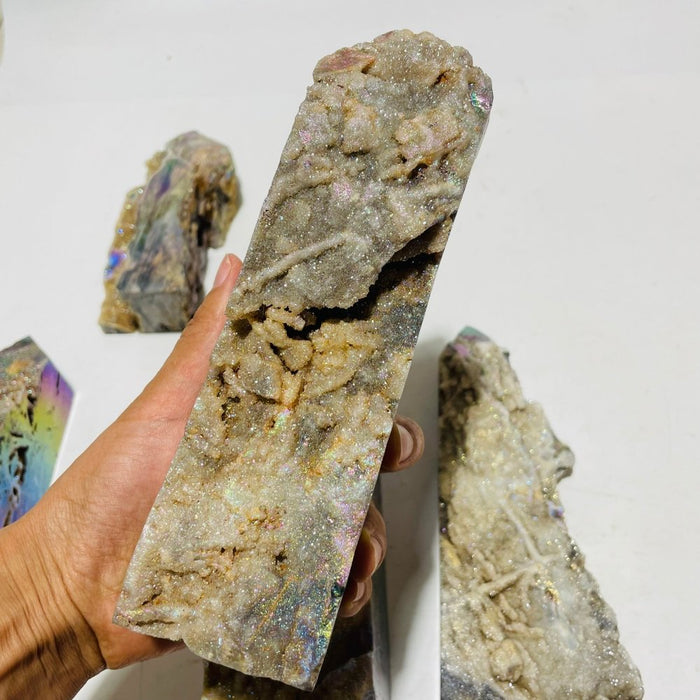 6 Pieces Large Aura Druzy Sphalerite Tower