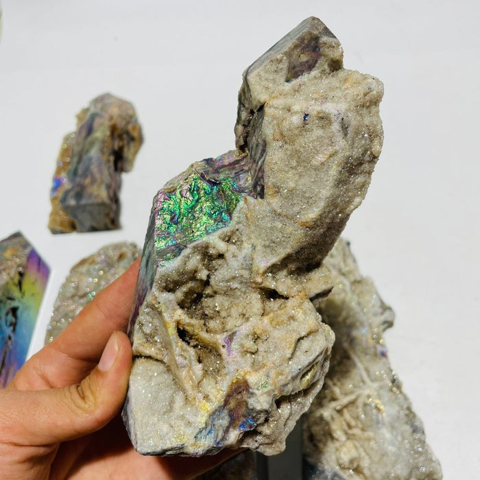 6 Pieces Large Aura Druzy Sphalerite Tower