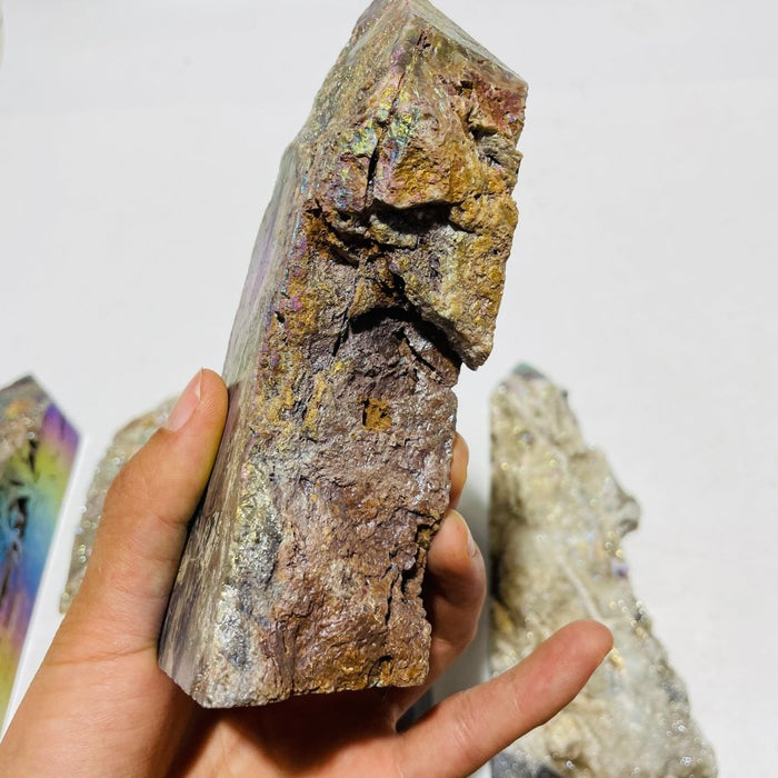 6 Pieces Large Aura Druzy Sphalerite Tower