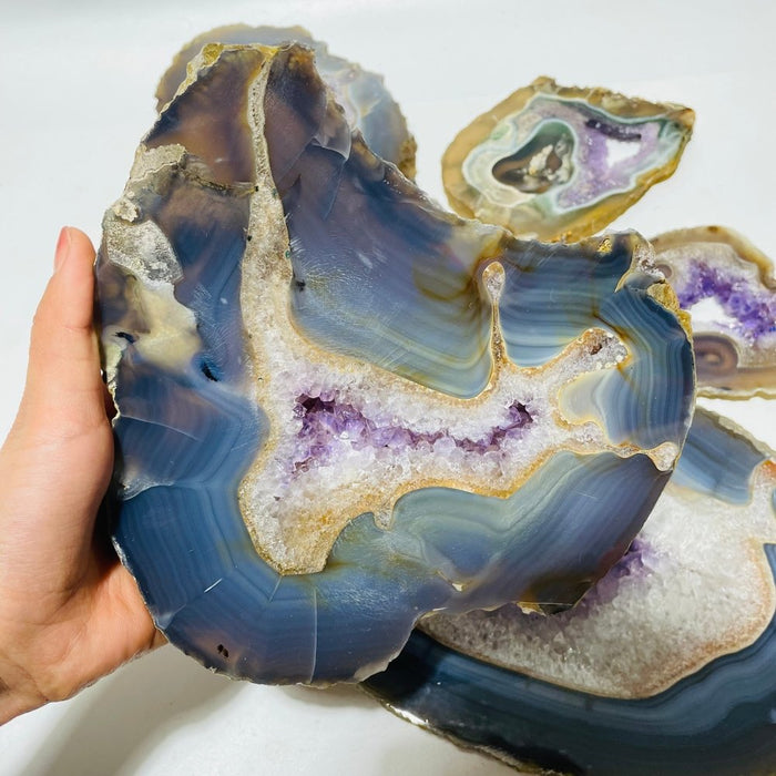 6 Pieces Large Polished Amethyst Geode Slab