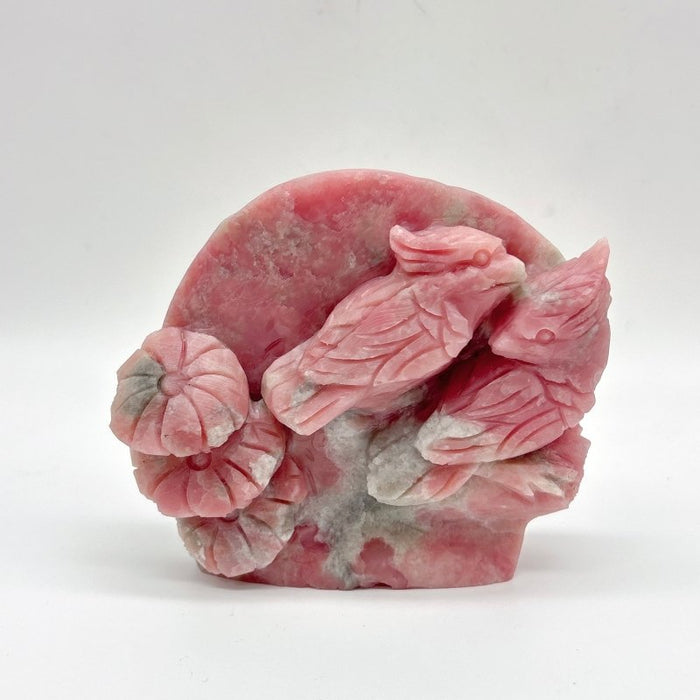 6 Pieces Pink Opal Bird Carving