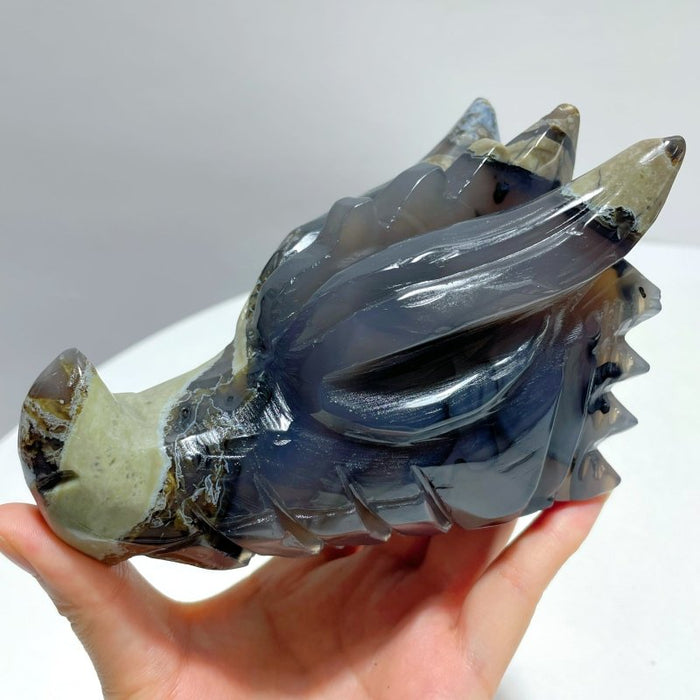 6 Pieces Volcanic Agate Dragon Head Carving(UV-Reactive)